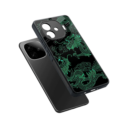 Dragons Green sleek iqoo neo 10r 5g cover with tempered glass back and TPU edges