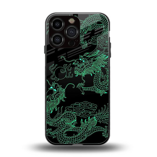 Dragons Green back phone cover | glass case for iphone 15 pro max