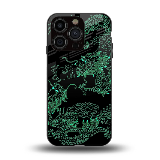 Dragons Green back phone cover | glass case for iphone 15 pro