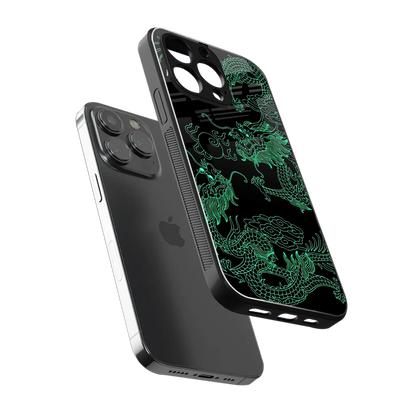 Dragons Green sleek iphone 16 pro max cover with tempered glass back and TPU edges