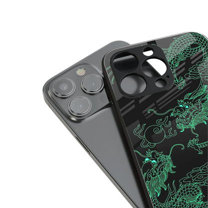 Dragons Green stylish phone case for iphone 15 pro | glossy glass and slim fit