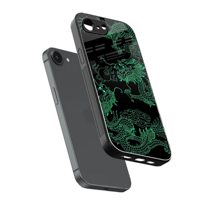 Dragons Green sleek iphone 17e cover with tempered glass back and TPU edges