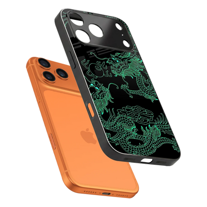 Dragons Green sleek iphone 17 pro max cover with tempered glass back and TPU edges