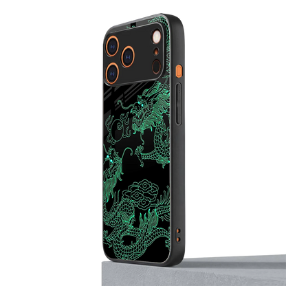 Dragons Green iphone 17 pro mobile cover | shockproof glass phone case
