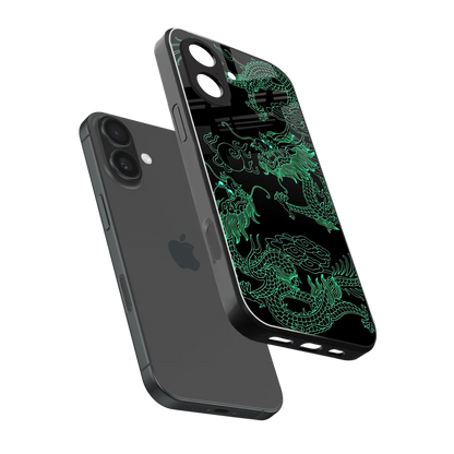 Dragons Green sleek iphone 17 cover with tempered glass back and TPU edges