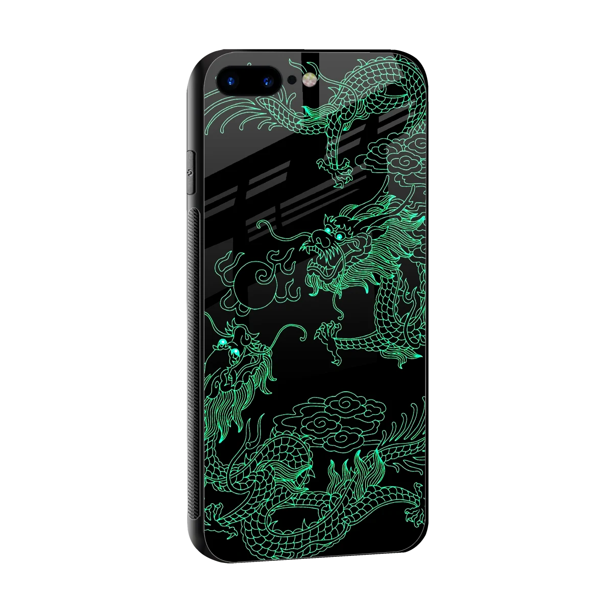 Dragons Green sleek iphone 8 plus cover with tempered glass back and TPU edges