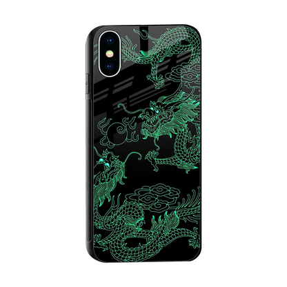 Dragons Green sleek iphone x cover with tempered glass back and TPU edges