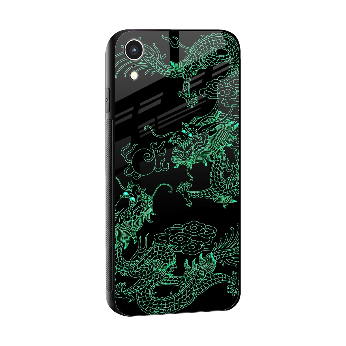 Dragons Green sleek iphone xr cover with tempered glass back and TPU edges
