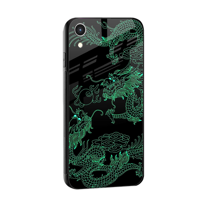 Dragons Green sleek iphone xr cover with tempered glass back and TPU edges
