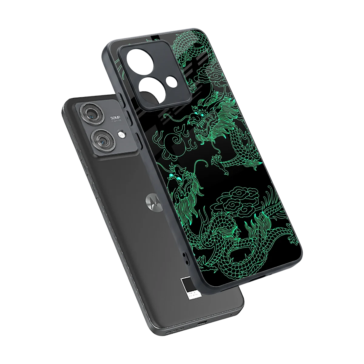 Dragons Green sleek motorola edge 40 neo 5g cover with tempered glass back and TPU edges