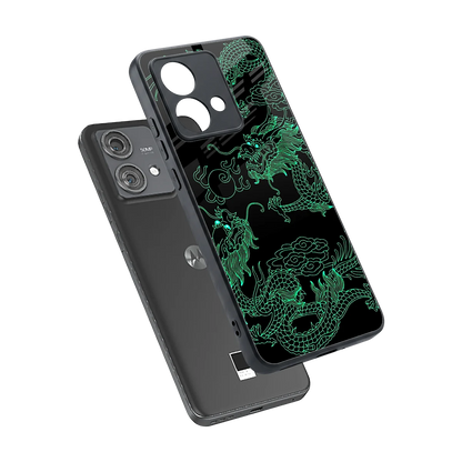 Dragons Green sleek motorola edge 40 neo 5g cover with tempered glass back and TPU edges