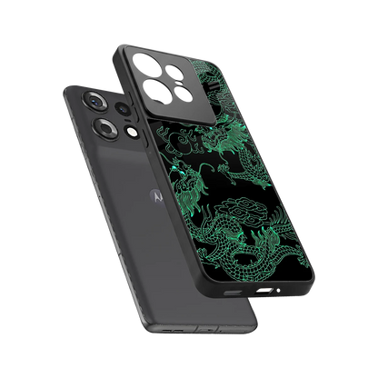 Dragons Green sleek motorola edge 50 pro cover with tempered glass back and TPU edges