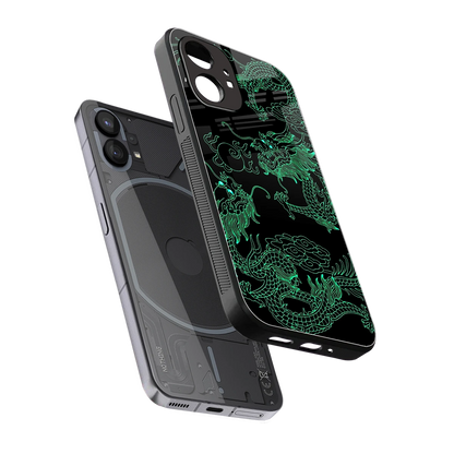 Dragons Green sleek nothing phone 1 cover with tempered glass back and TPU edges