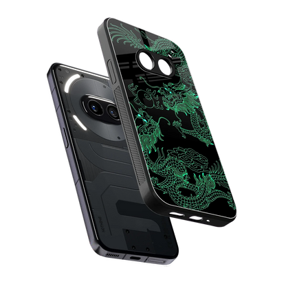 Dragons Green sleek nothing phone 2a cover with tempered glass back and TPU edges