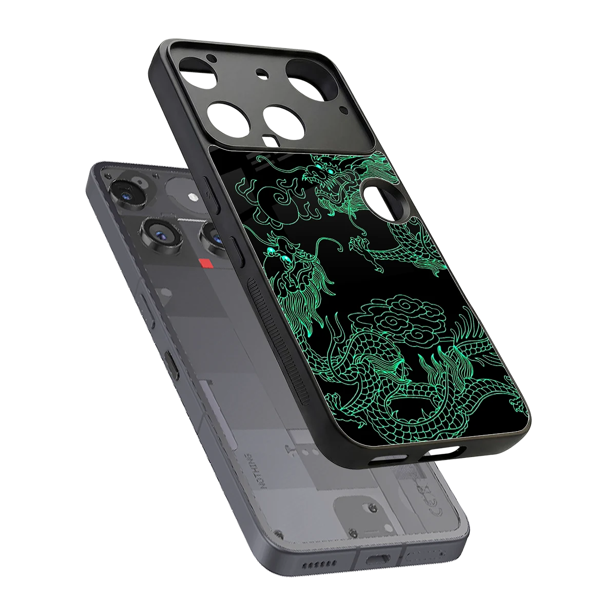 Dragons Green sleek nothing phone 3 cover with tempered glass back and TPU edges