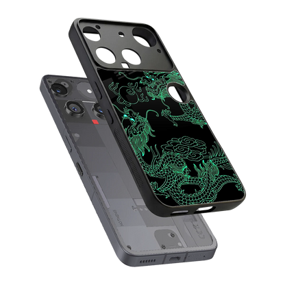 Dragons Green sleek nothing phone 3 cover with tempered glass back and TPU edges