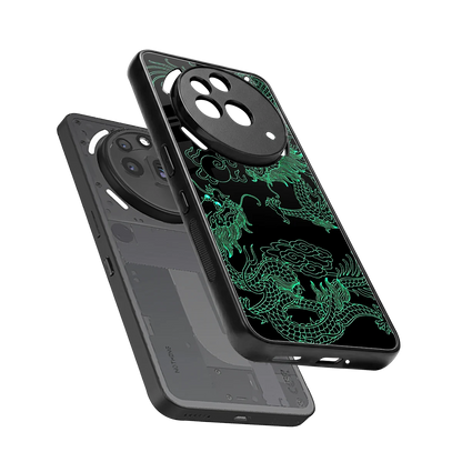 Dragons Green sleek nothing phone 3a pro cover with tempered glass back and TPU edges