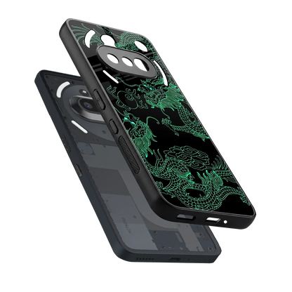 Dragons Green sleek nothing phone 3a cover with tempered glass back and TPU edges