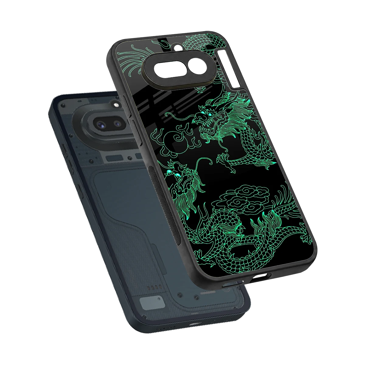 Dragons Green sleek nothing phone 4a cover with tempered glass back and TPU edges