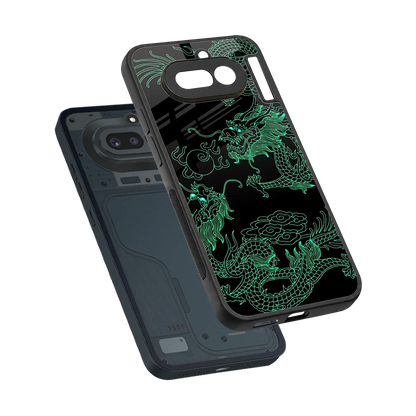 Dragons Green sleek nothing phone 4a cover with tempered glass back and TPU edges