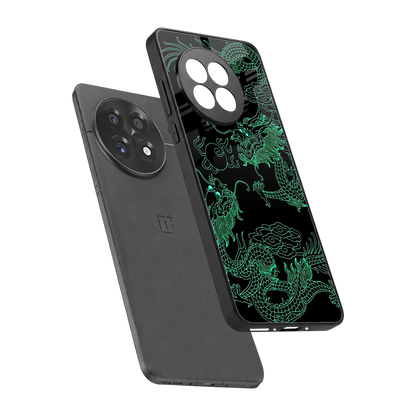 Dragons Green sleek oneplus 13r cover with tempered glass back and TPU edges