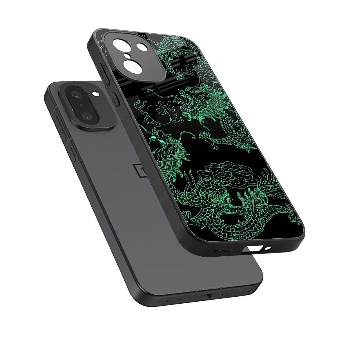 Dragons Green sleek oneplus 15r cover with tempered glass back and TPU edges
