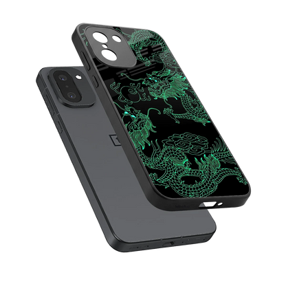 Dragons Green sleek oneplus 15r cover with tempered glass back and TPU edges