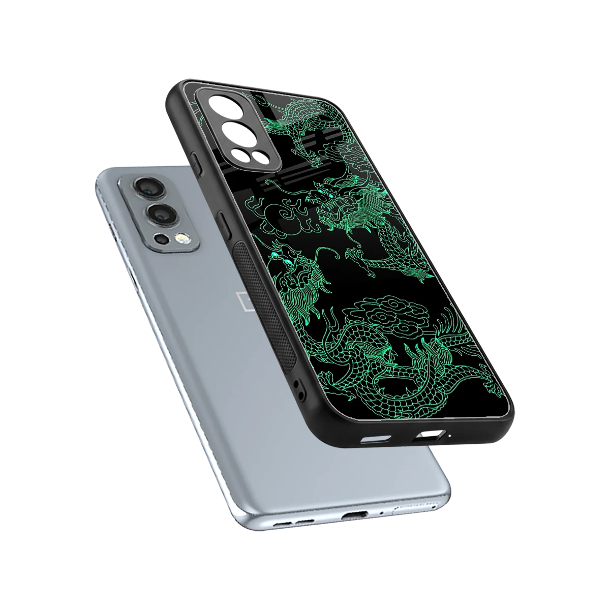 Dragons Green sleek oneplus nord 2 cover with tempered glass back and TPU edges