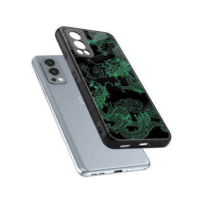 Dragons Green sleek oneplus nord 2 cover with tempered glass back and TPU edges