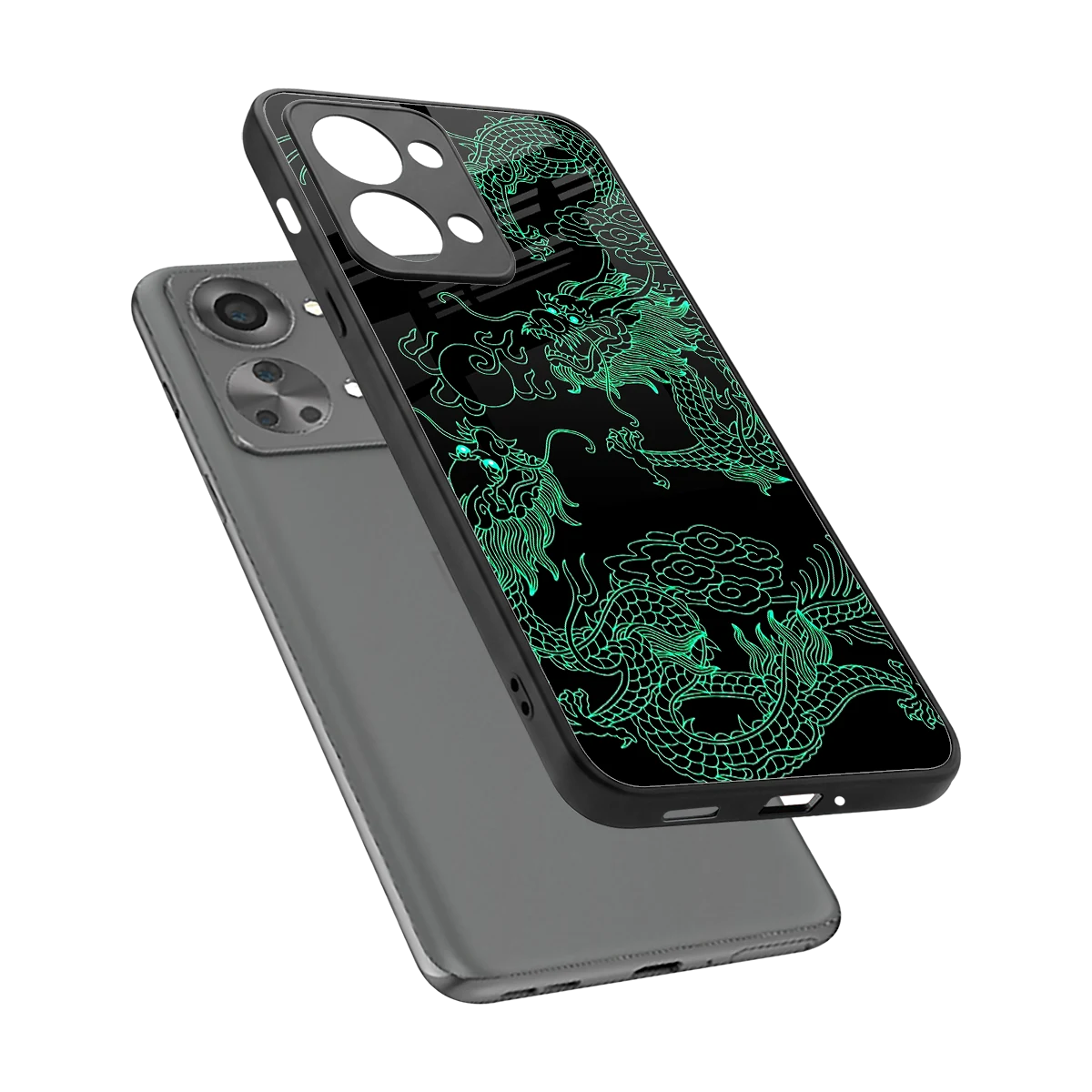 Dragons Green sleek oneplus nord 2t cover with tempered glass back and TPU edges