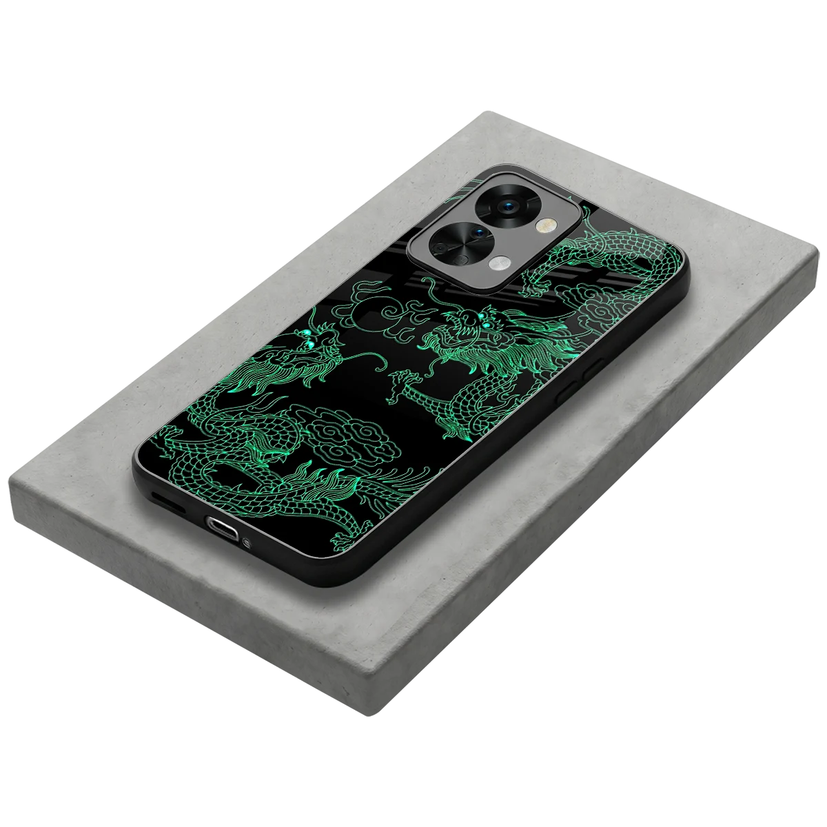 Dragons Green stylish phone case for oneplus nord 2t | glossy glass and slim fit