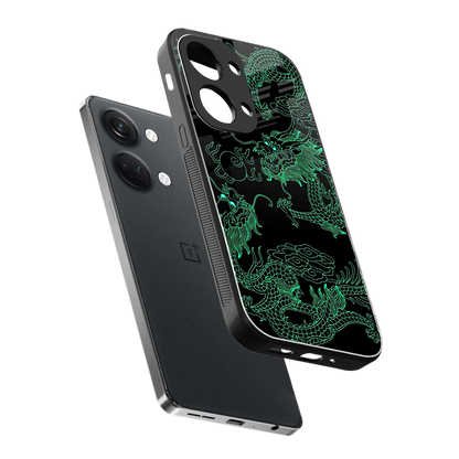 Dragons Green sleek oneplus nord 3 cover with tempered glass back and TPU edges