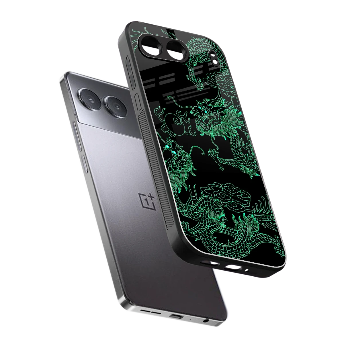 Dragons Green sleek oneplus nord 4 cover with tempered glass back and TPU edges