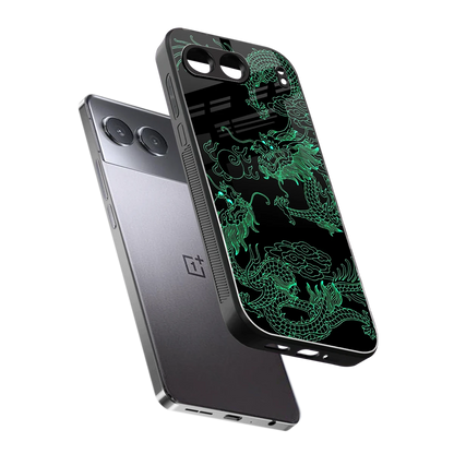 Dragons Green sleek oneplus nord 4 cover with tempered glass back and TPU edges