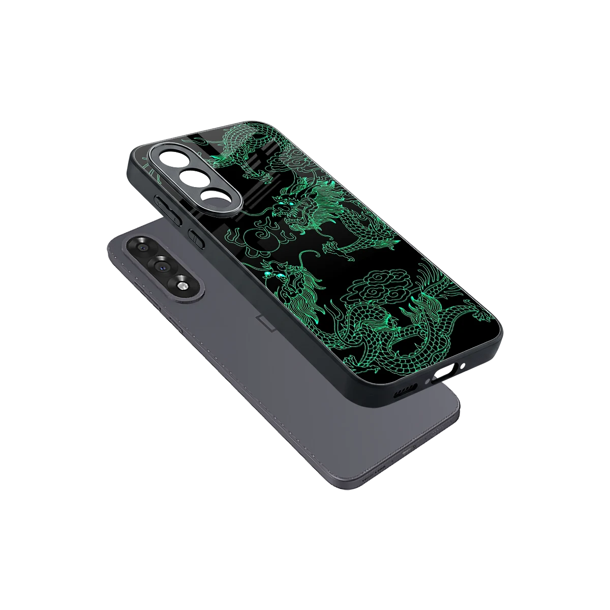 Dragons Green sleek oneplus nord 5 cover with tempered glass back and TPU edges