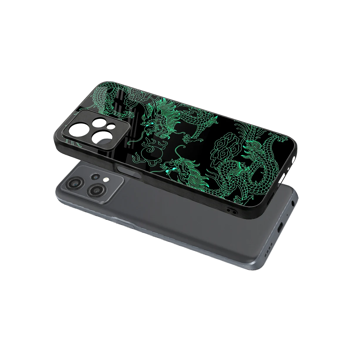 Dragons Green sleek oneplus nord ce 2 lite cover with tempered glass back and TPU edges