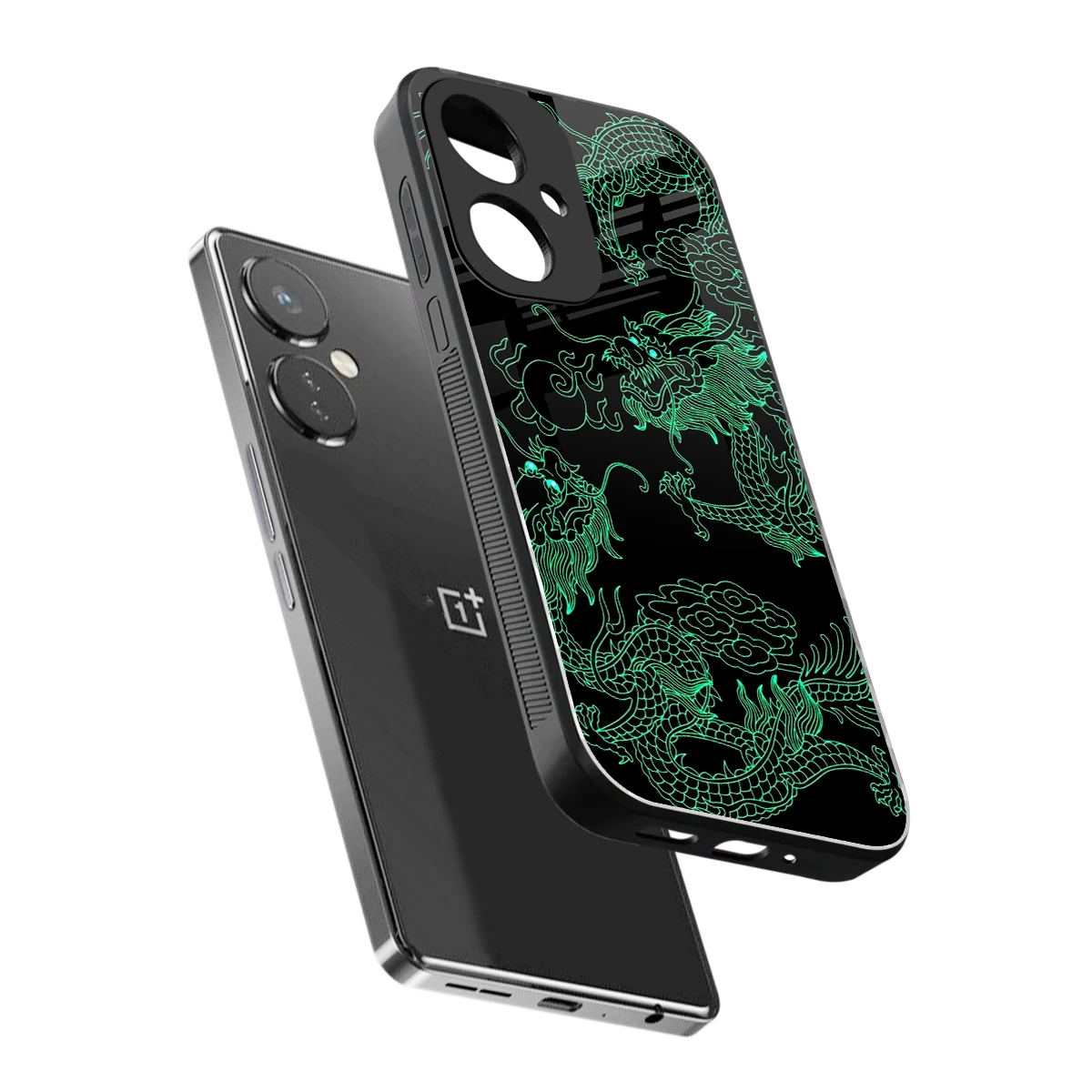 Dragons Green sleek oneplus nord ce 3 cover with tempered glass back and TPU edges