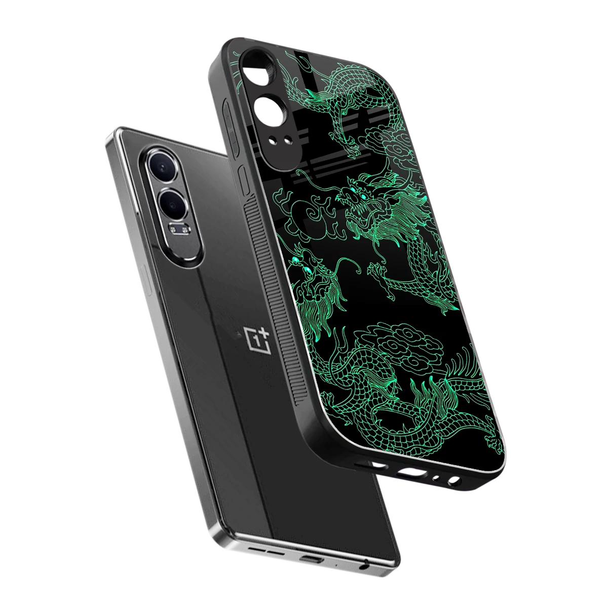 Dragons Green sleek oneplus nord ce 4 lite cover with tempered glass back and TPU edges
