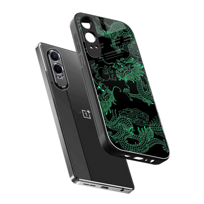 Dragons Green sleek oneplus nord ce 4 lite cover with tempered glass back and TPU edges