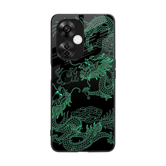 Dragons Green back phone cover | glass case for oneplus nord ce 3 lite