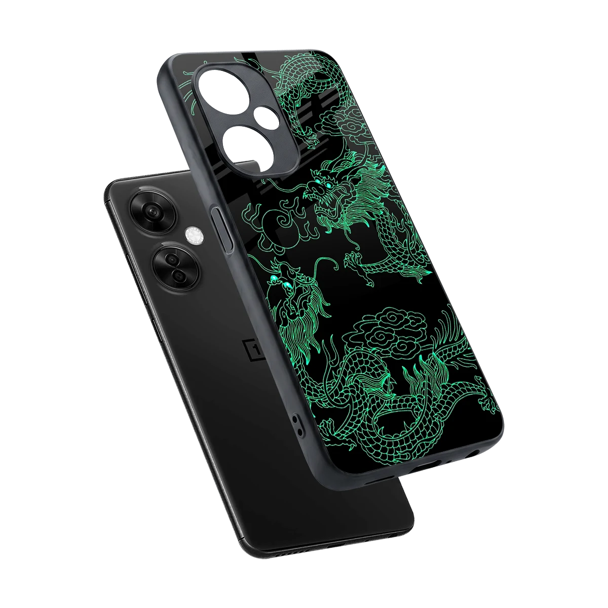 Dragons Green sleek oneplus nord ce 3 lite cover with tempered glass back and TPU edges