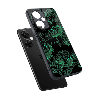 Dragons Green sleek oneplus nord ce 3 lite cover with tempered glass back and TPU edges
