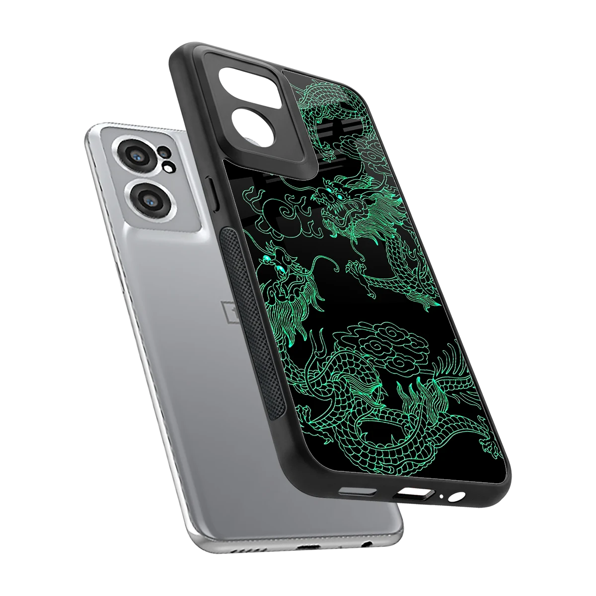 Dragons Green sleek oneplus nord ce 2 cover with tempered glass back and TPU edges