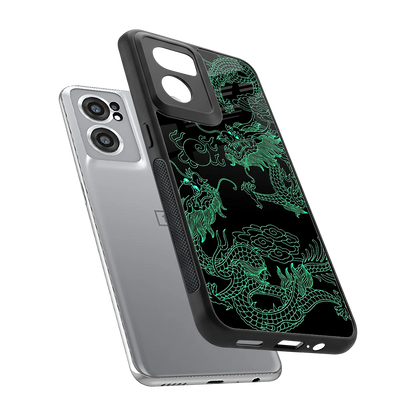 Dragons Green sleek oneplus nord ce 2 cover with tempered glass back and TPU edges