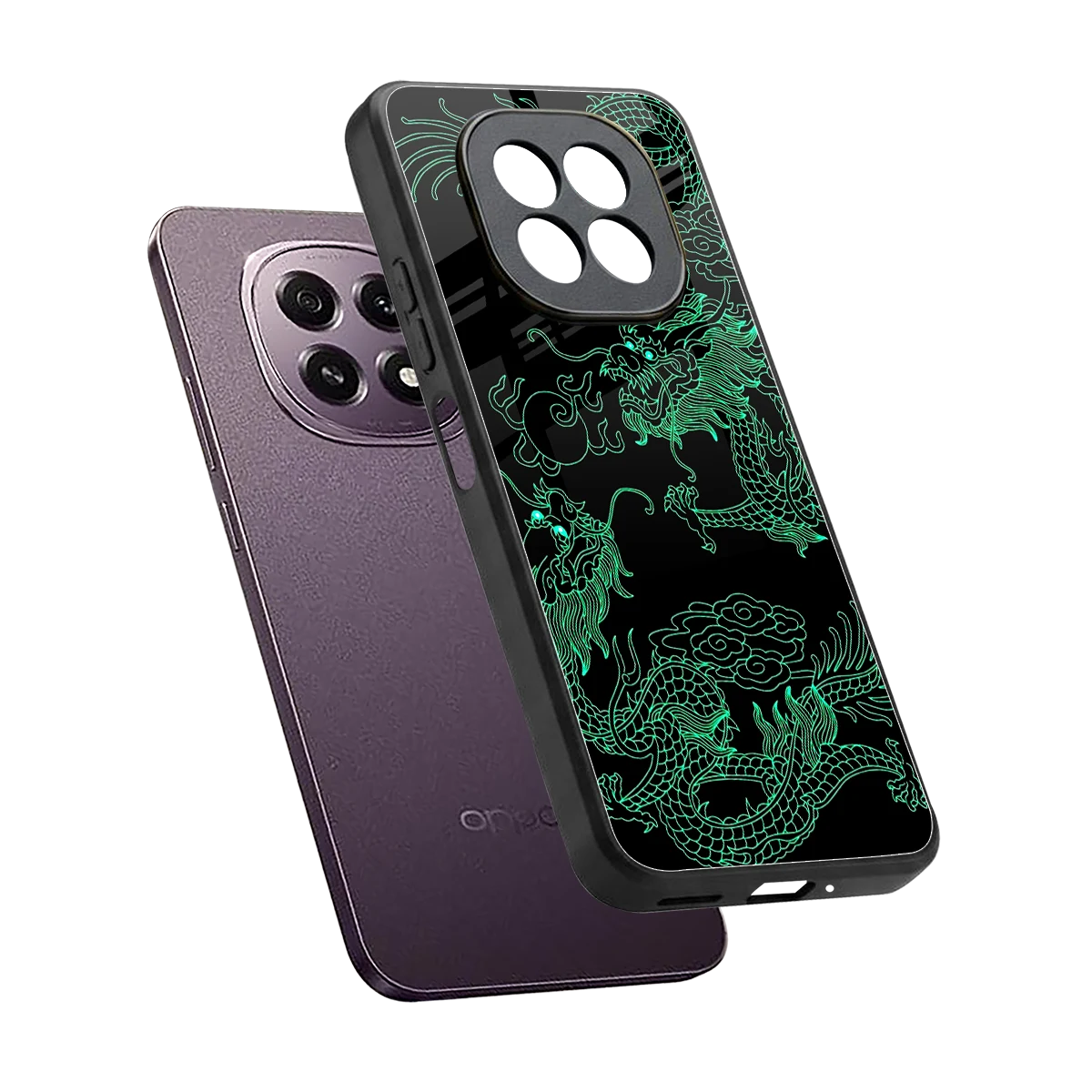 Dragons Green sleek oppo f29 5g cover with tempered glass back and TPU edges