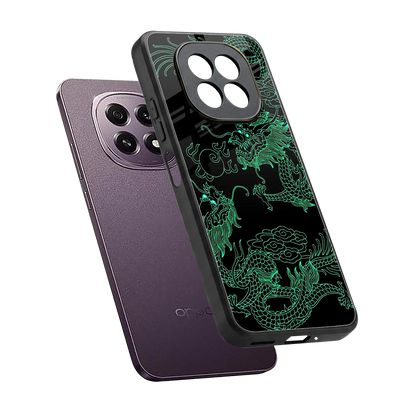 Dragons Green sleek oppo f29 5g cover with tempered glass back and TPU edges