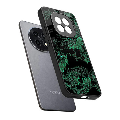 Dragons Green sleek oppo f29 pro 5g cover with tempered glass back and TPU edges