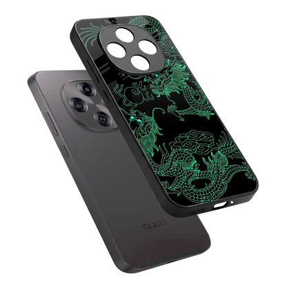 Dragons Green sleek oppo f31 pro 5g cover with tempered glass back and TPU edges
