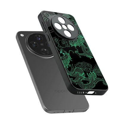 Dragons Green sleek oppo find x8 cover with tempered glass back and TPU edges