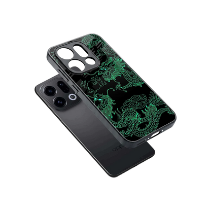 Dragons Green sleek oppo find x9 cover with tempered glass back and TPU edges